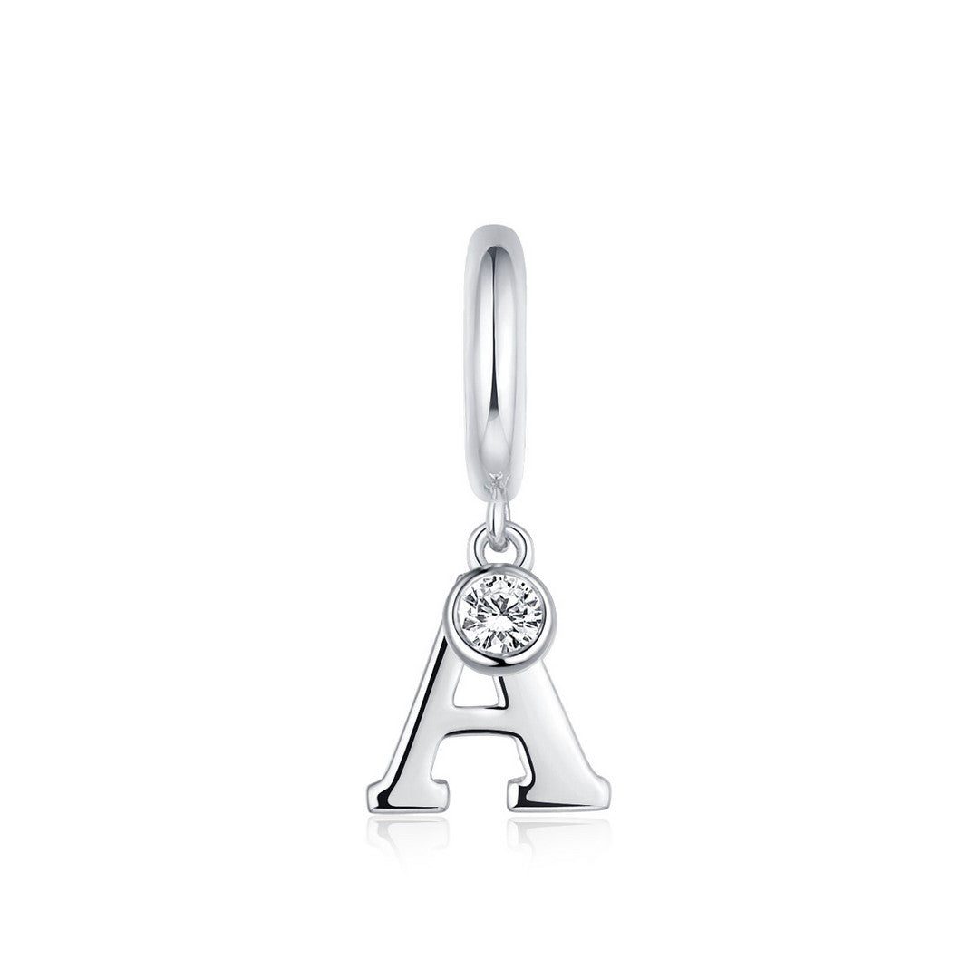 14K White Gold Diamond Initial A Pendant