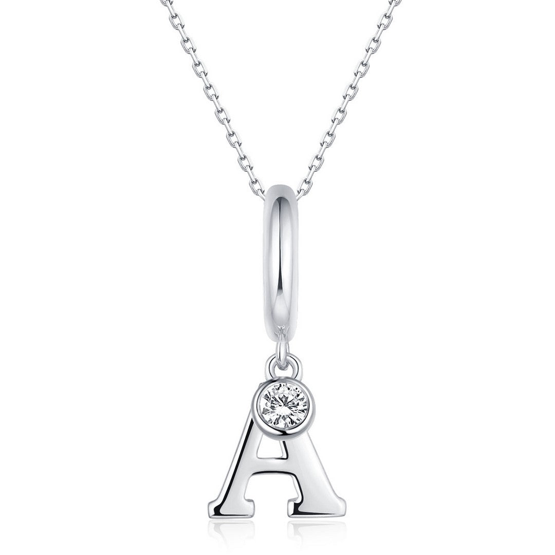 14K White Gold Diamond Initial A Pendant