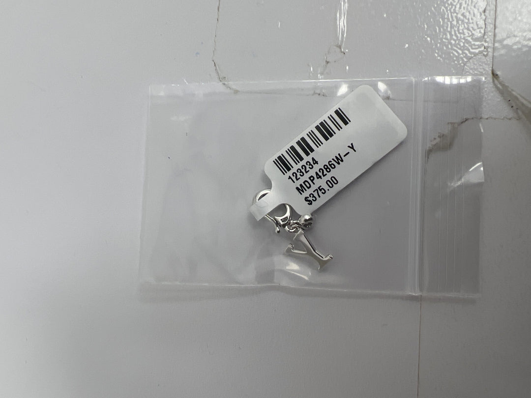 14K White Gold Diamond Initial A Pendant