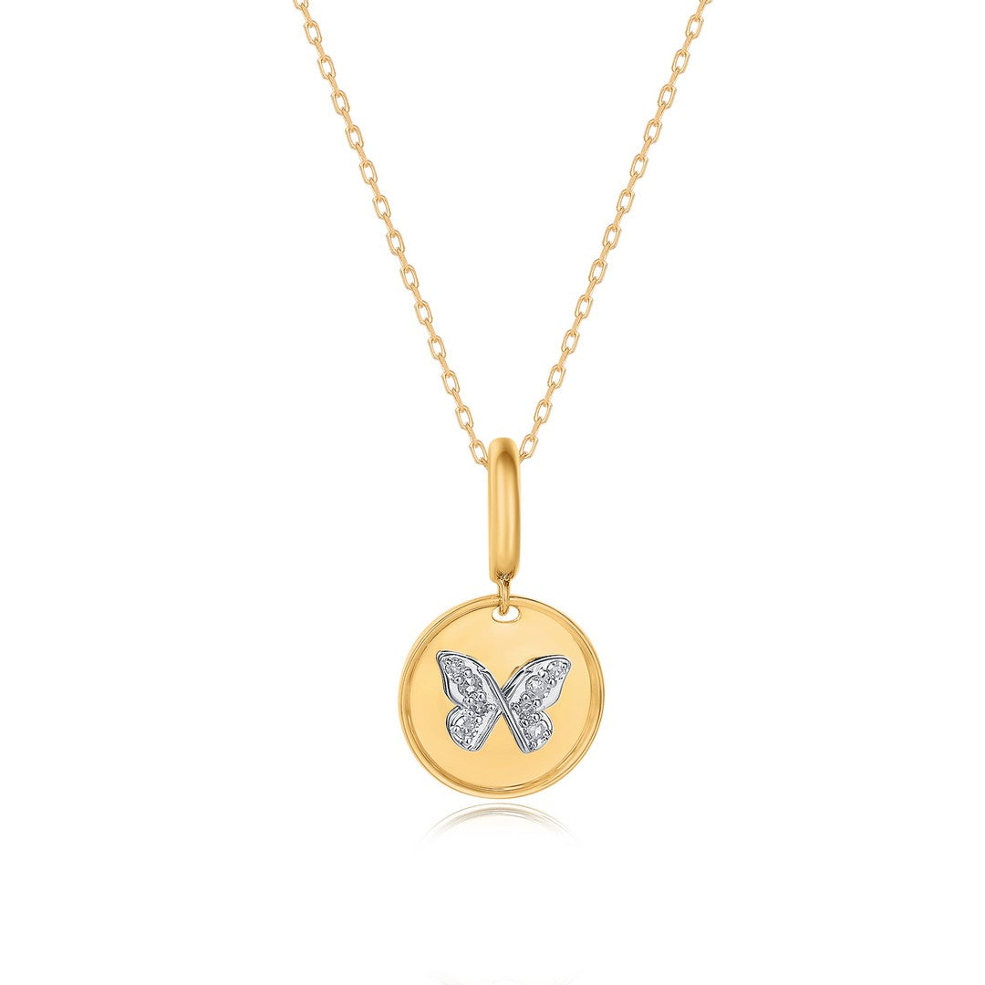 14K Yellow Gold Diamond Pendant - 0.10 CT