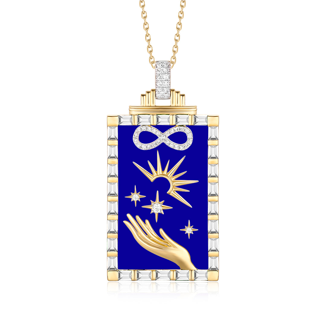 14K Yellow Gold Mother of Pearl, Tsavorite & Diamond Pendant - 9.20 CT MOP