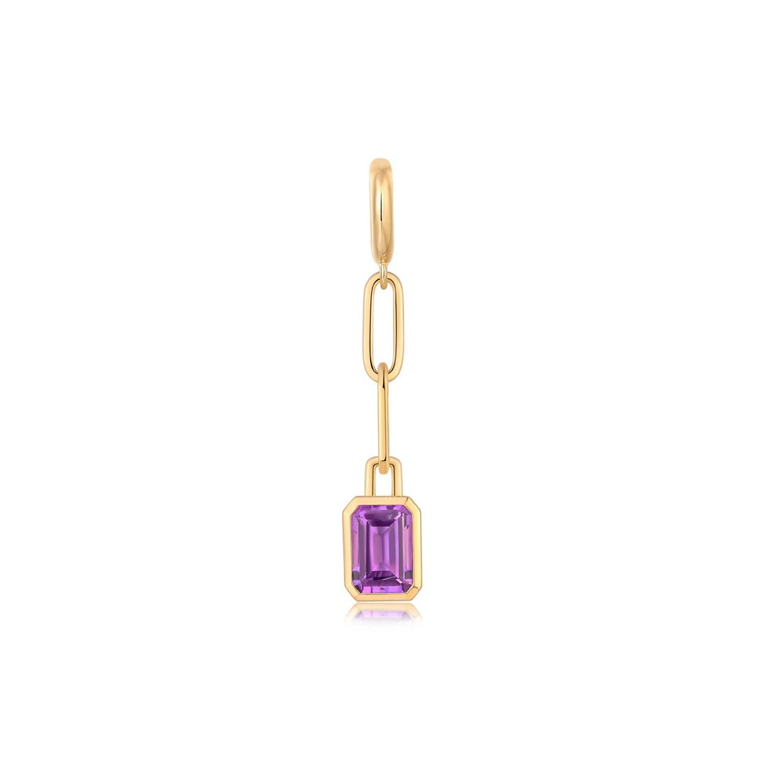 14K Yellow Gold Emerald-Cut Gemstone Drop Pendant Charm