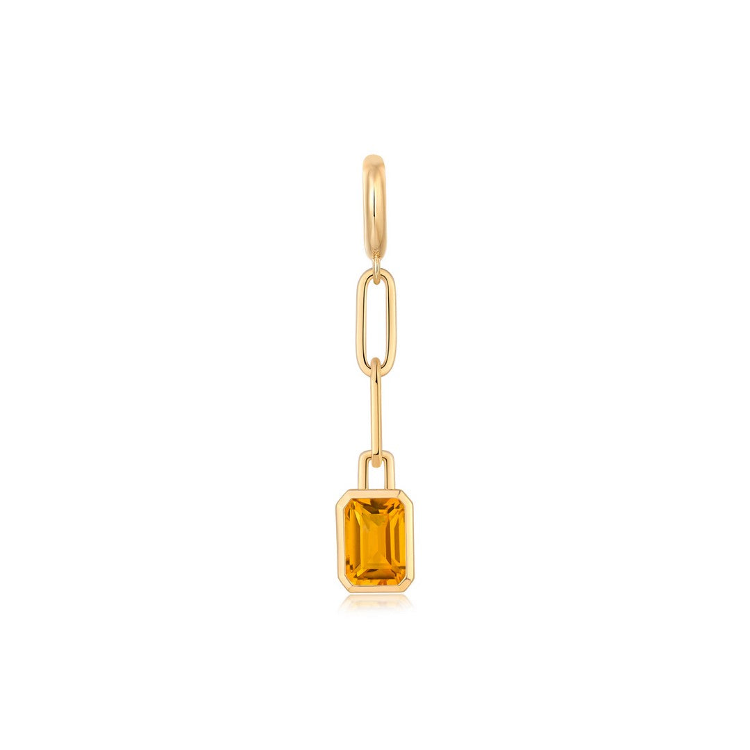14K Yellow Gold Emerald-Cut Gemstone Drop Pendant Charm
