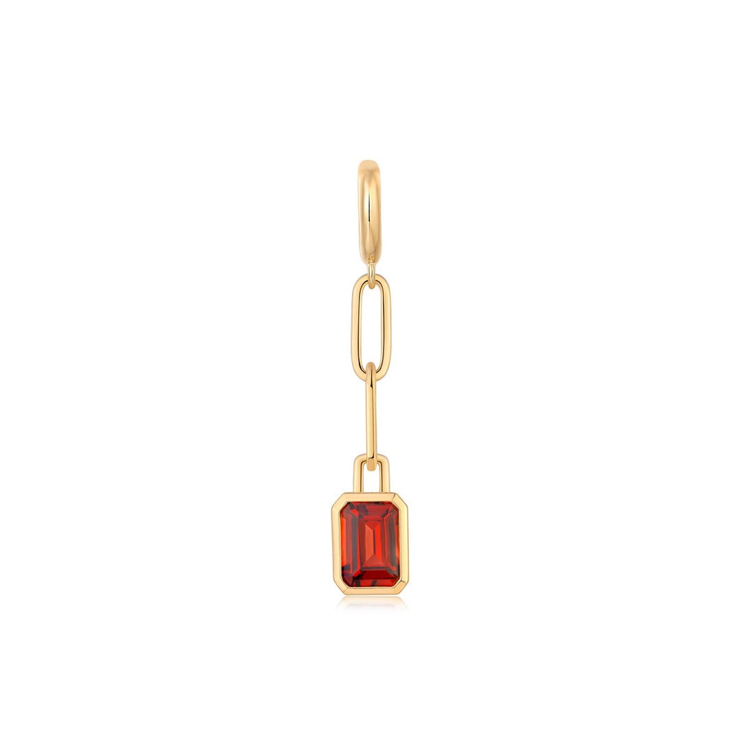 14K Yellow Gold Emerald-Cut Gemstone Drop Pendant Charm