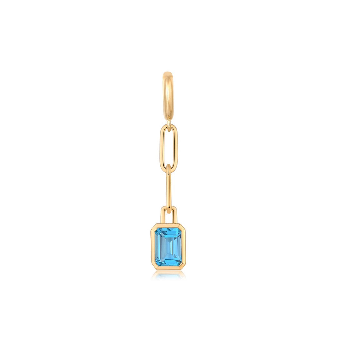 14K Yellow Gold Emerald-Cut Gemstone Drop Pendant Charm