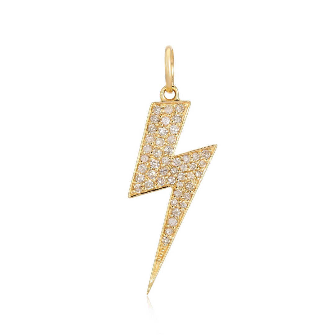 14K Yellow Gold Diamond Lightning Bolt Pendant