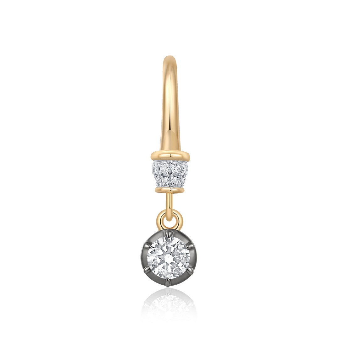 14K Yellow Gold Diamond Bar & Round Medallion Drop Pendant Charm