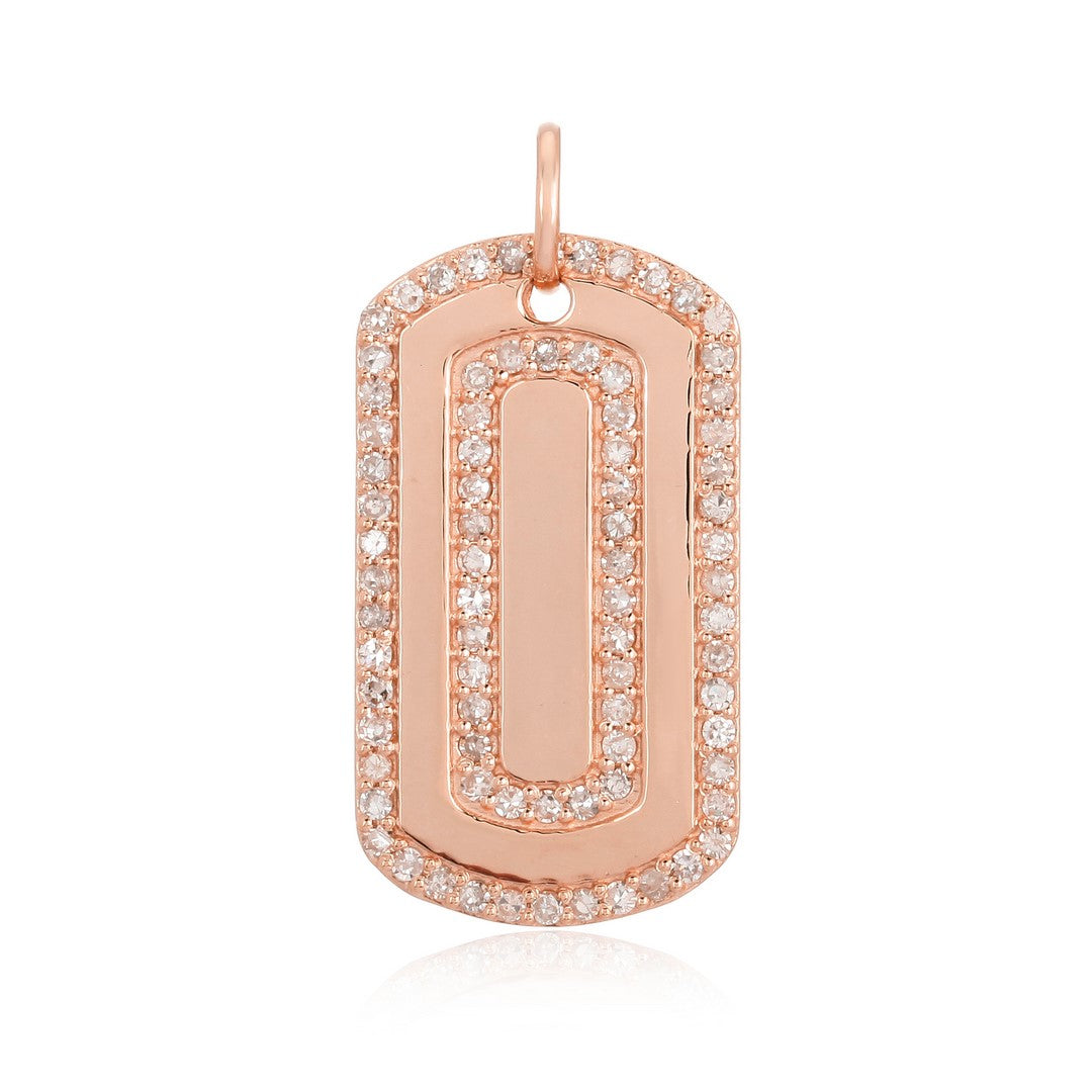 14K Rose Gold Diamond Tag Pendant
