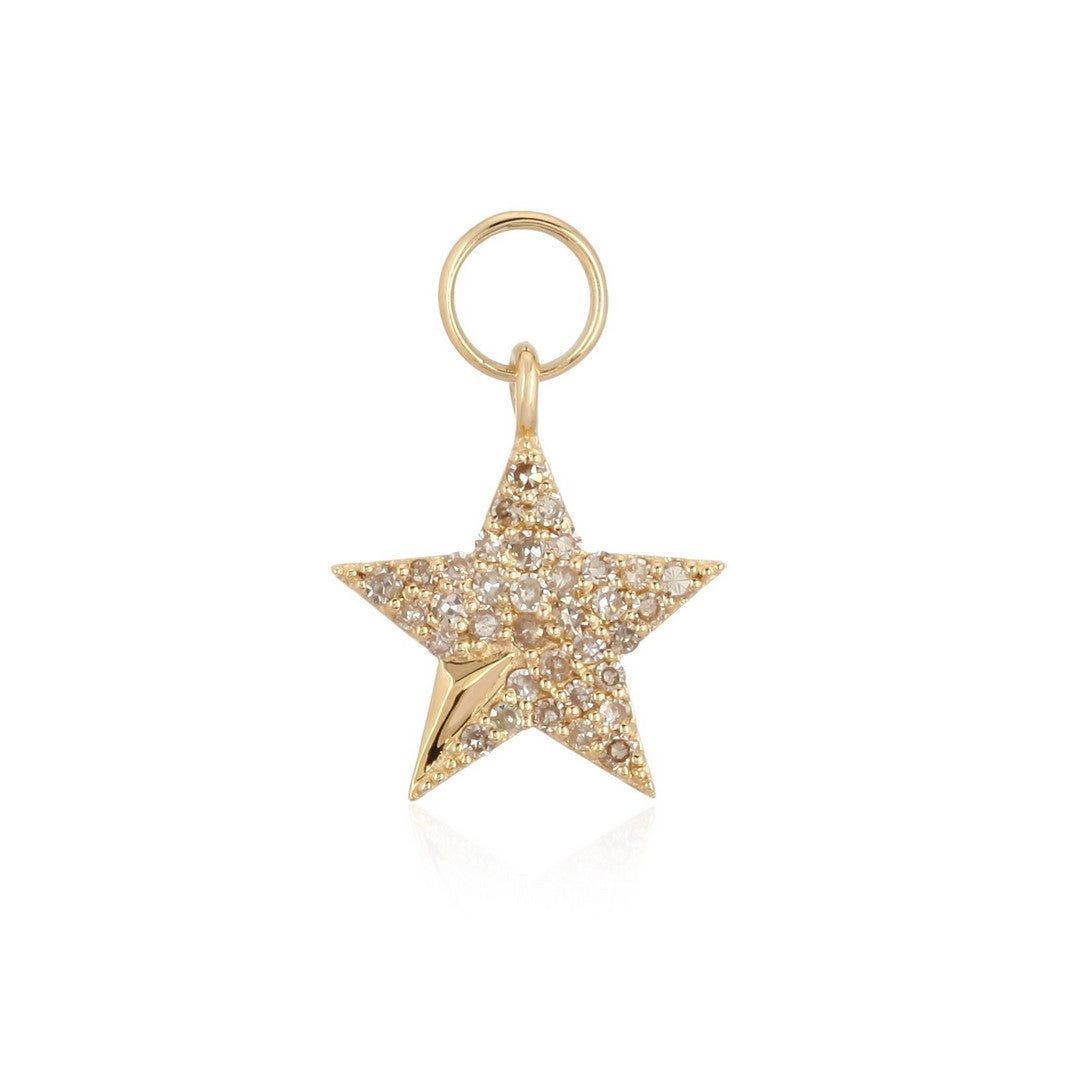 14K Yellow Gold Pavé Diamond Star Pendant