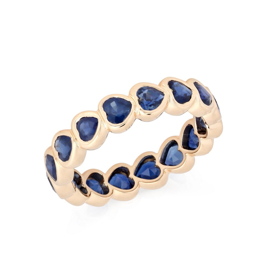 14K Yellow Gold Bezel-Set Heart-Shaped Diamond Eternity Ring (1.40CT)