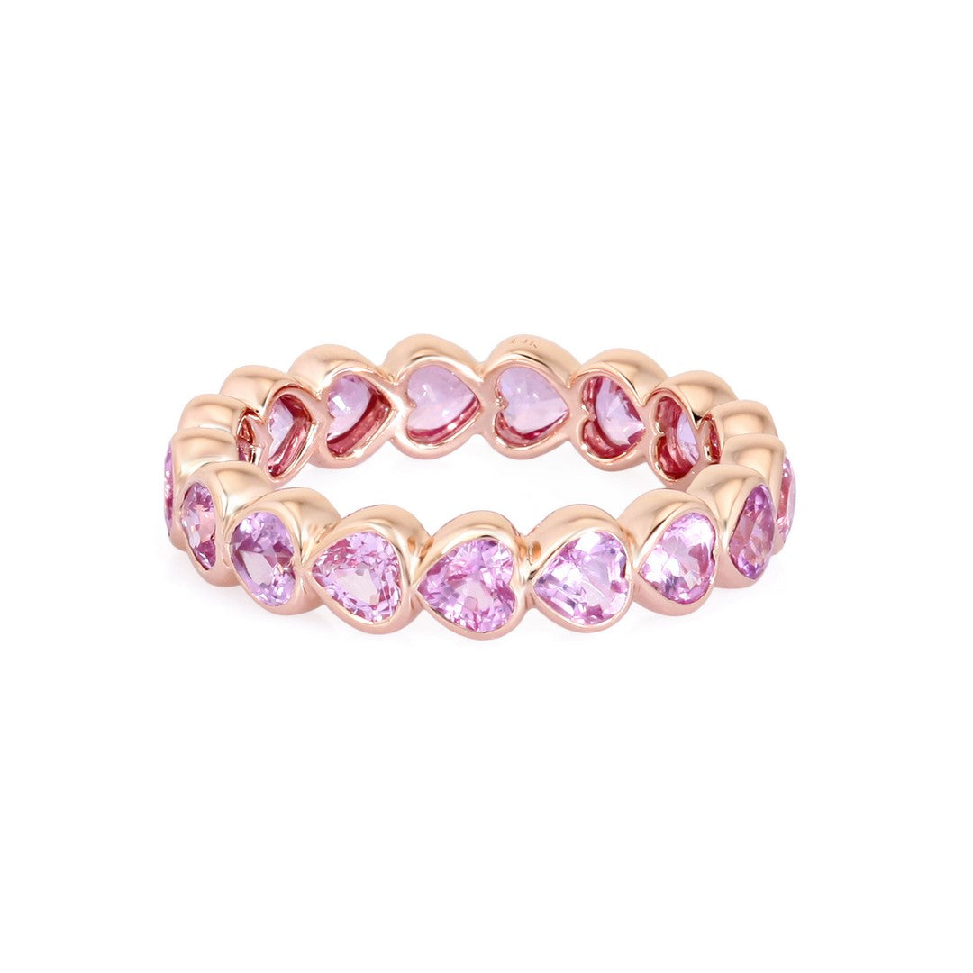 14K Yellow Gold Bezel-Set Heart-Shaped Diamond Eternity Ring (1.40CT)