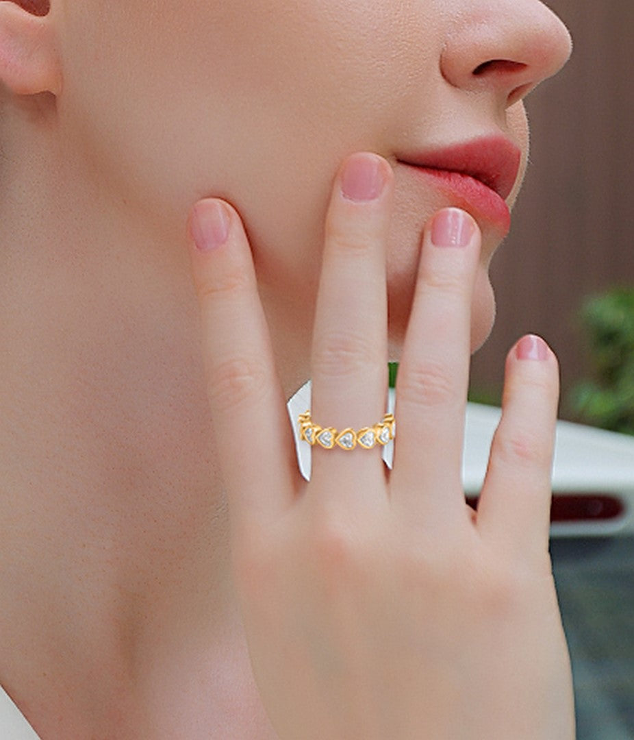 14K Yellow Gold Bezel-Set Heart-Shaped Diamond Eternity Ring (1.40CT)