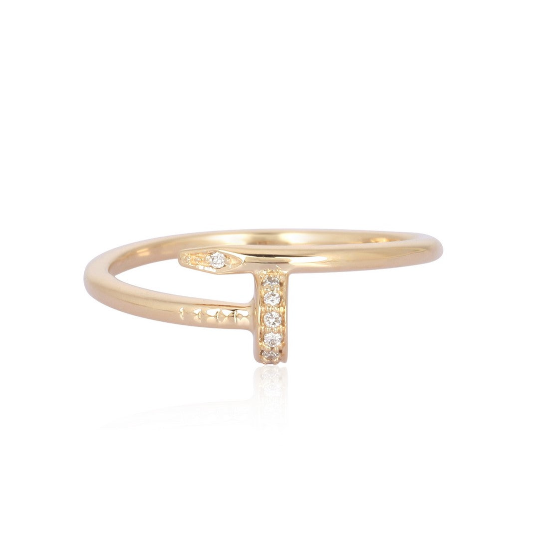 14K Yellow Gold Vertical Diamond Bar Stackable Ring (0.08CT)
