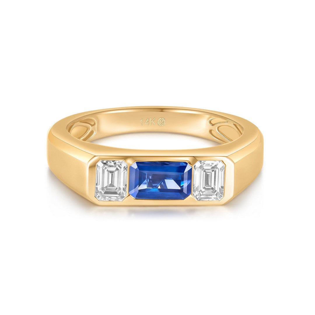 14K Yellow Gold Blue Kyanite Diamond Ring