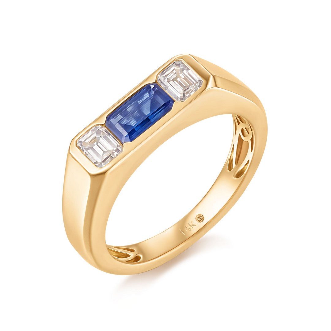 14K Yellow Gold Blue Kyanite Diamond Ring