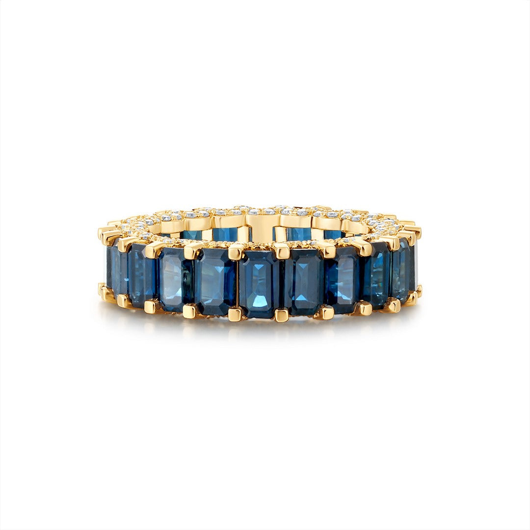 Luxurious Yellow Gold Sapphire Diamond Ring - 8.75 Carat Blue Sapphire