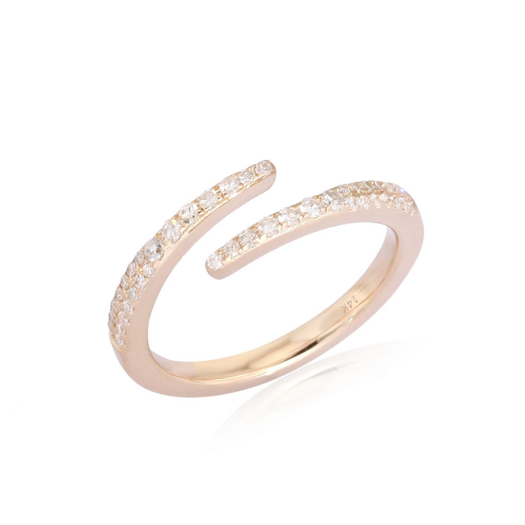 14K Yellow Gold Pavé Diamond Spiral Ring