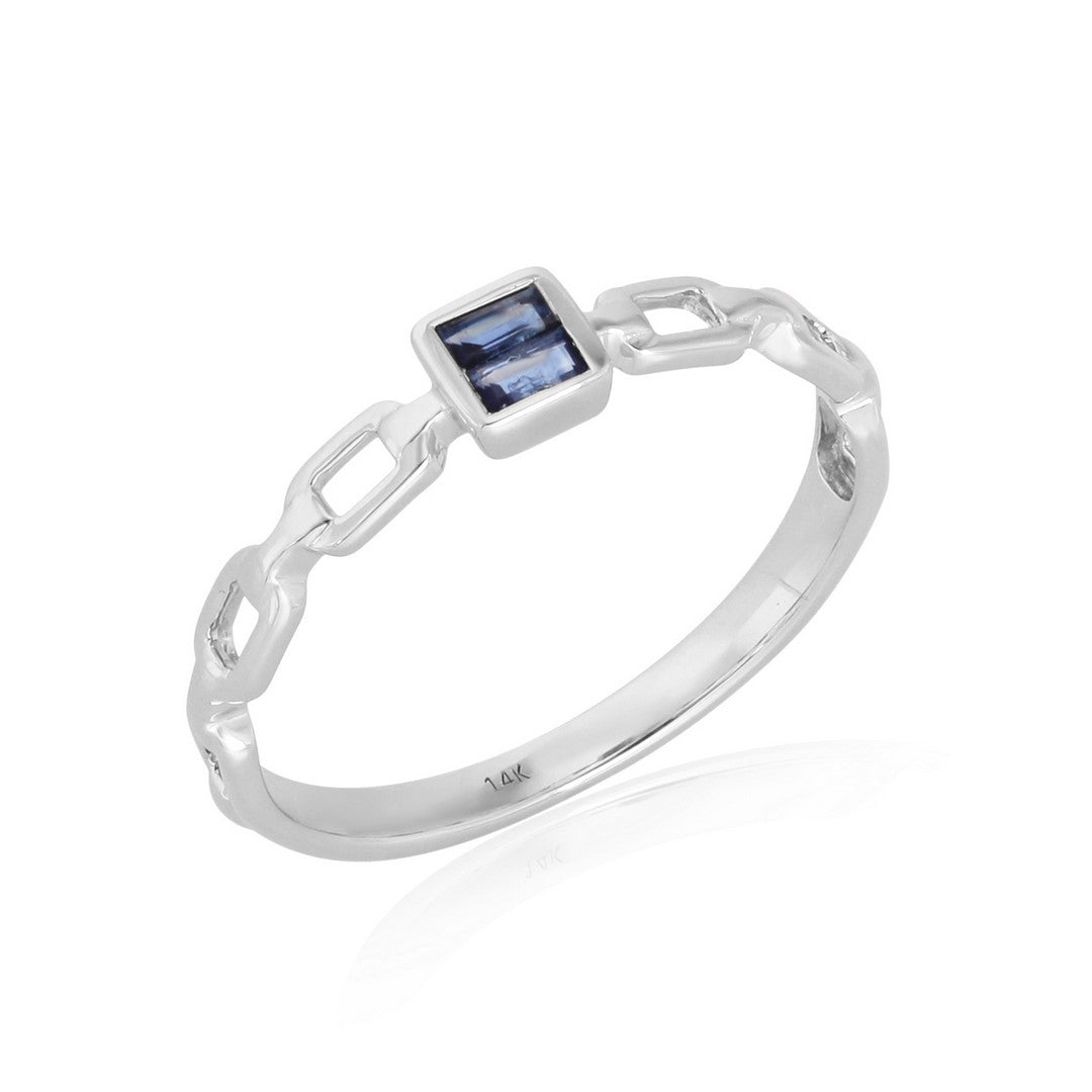 14K Gold Diamond Ring - Classic Band with Baguette Diamonds