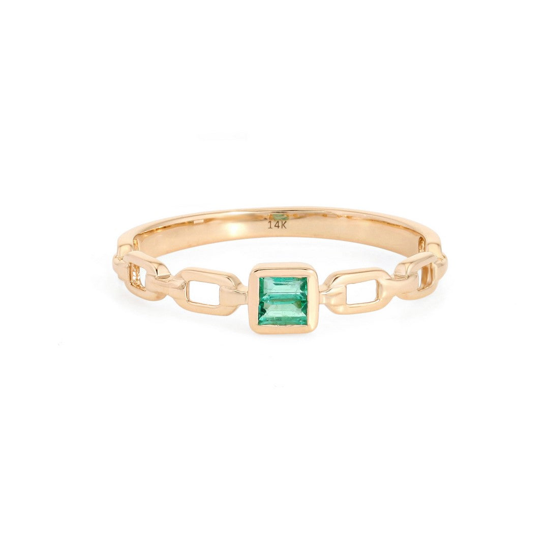14K Gold Diamond Ring - Classic Band with Baguette Diamonds