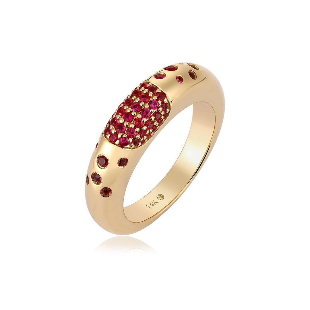 14K Yellow Gold Full Cut Diamond Ring