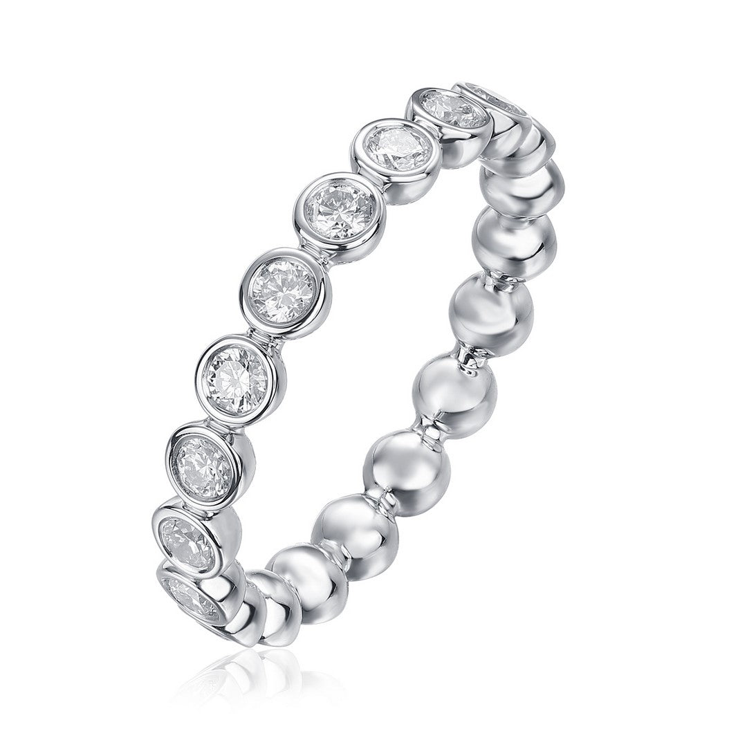 18k White Gold Bezel-Set Diamond Bubble Eternity Band