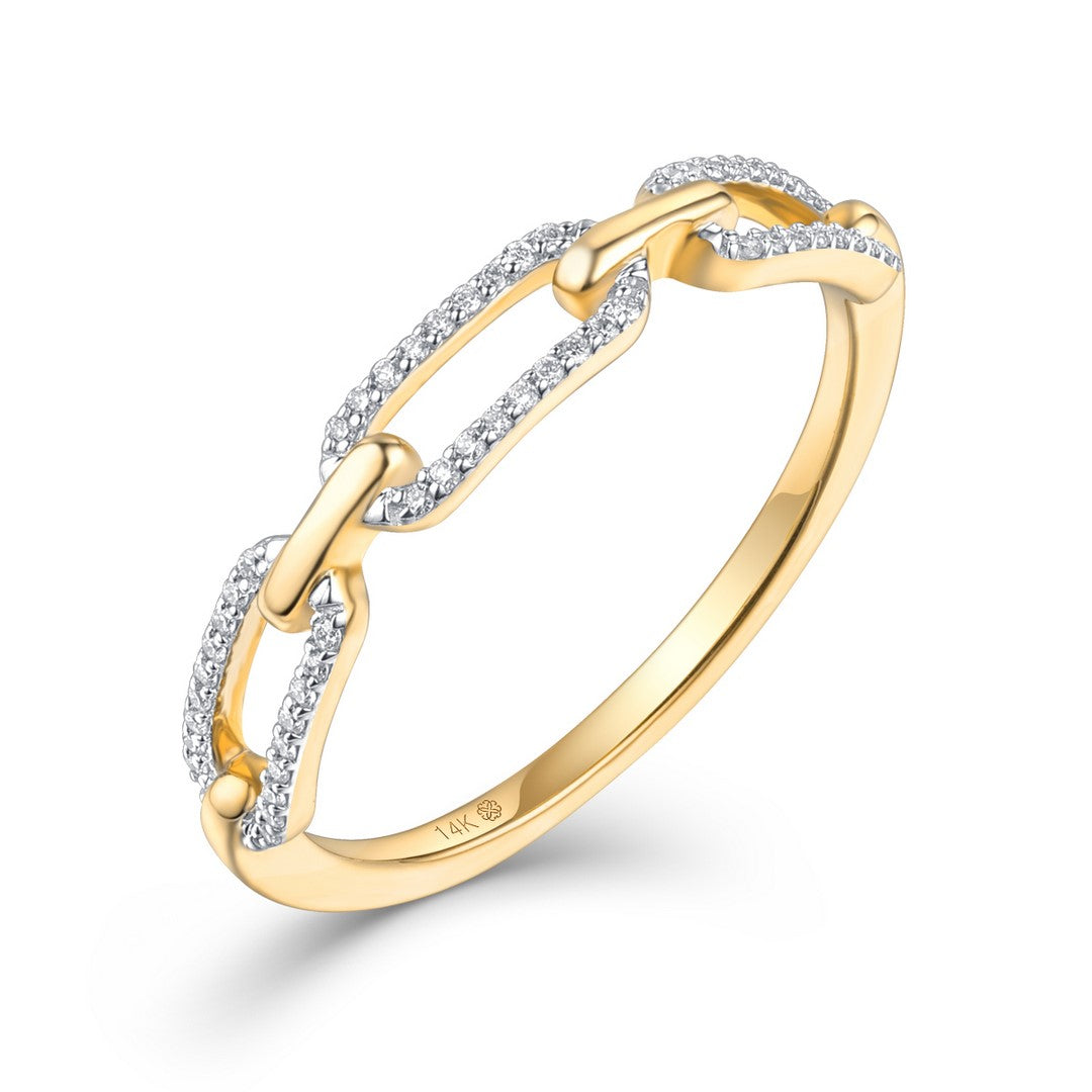 14k Yellow Gold Diamond Pavé Chain Link Ring