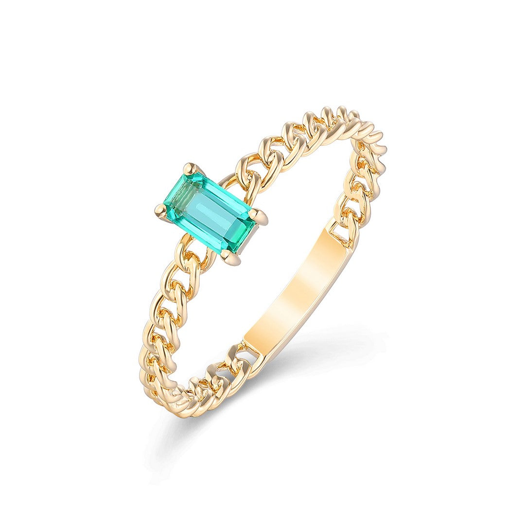 14k Yellow Gold Pink Sapphire Chain-Link Band Ring
