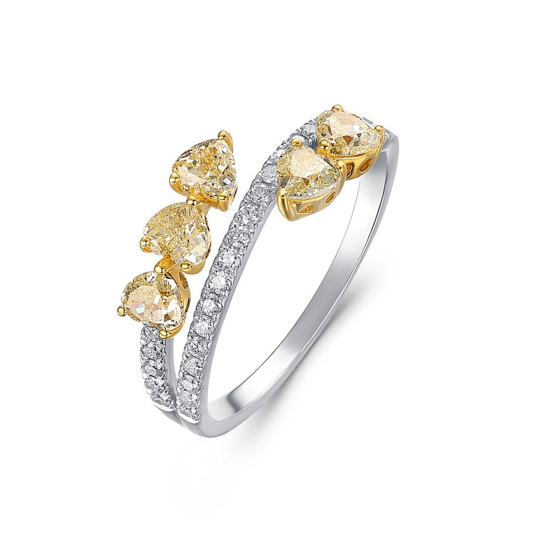 14K White Gold Yellow Heart Diamond Ring