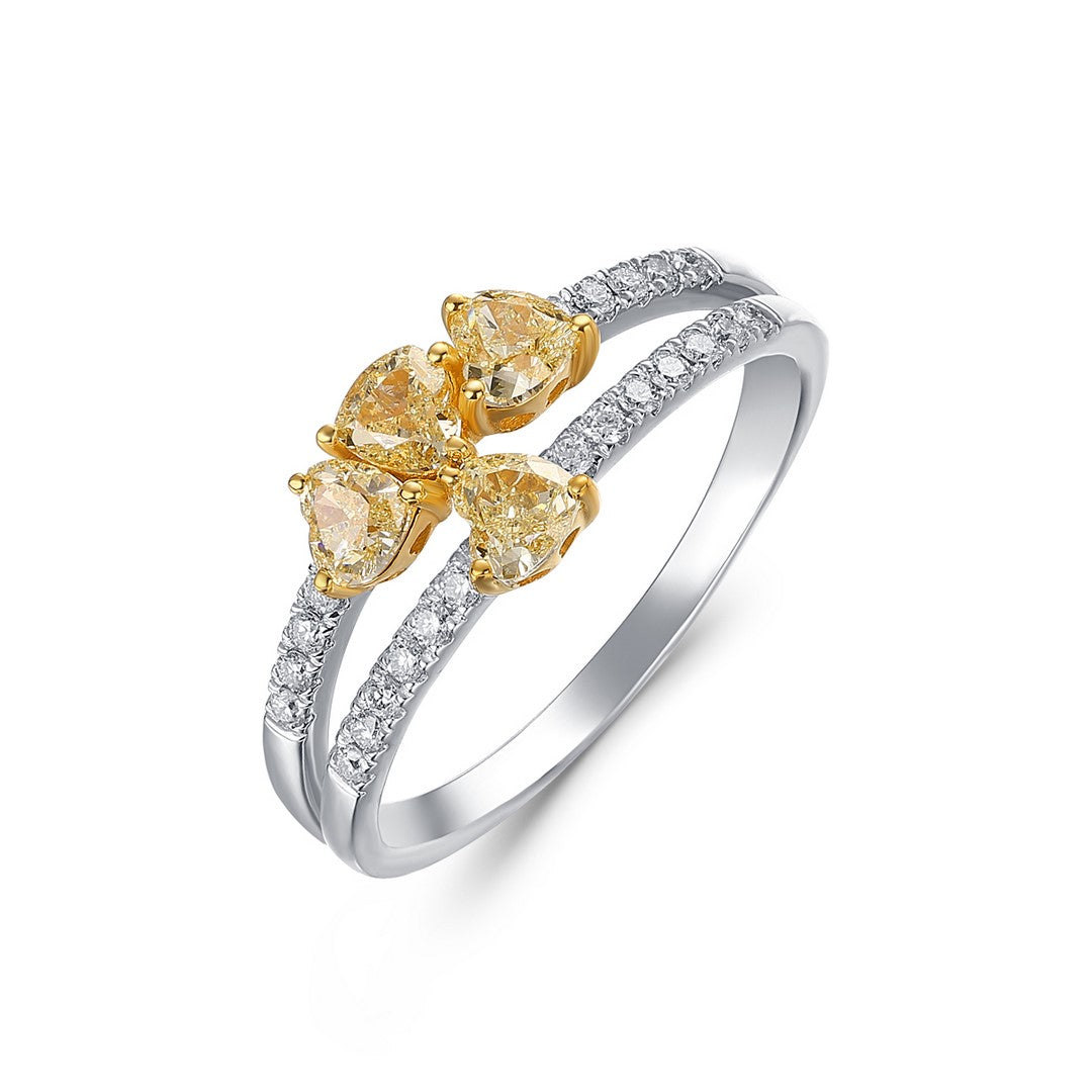 14K White Gold Yellow Heart Diamond Ring