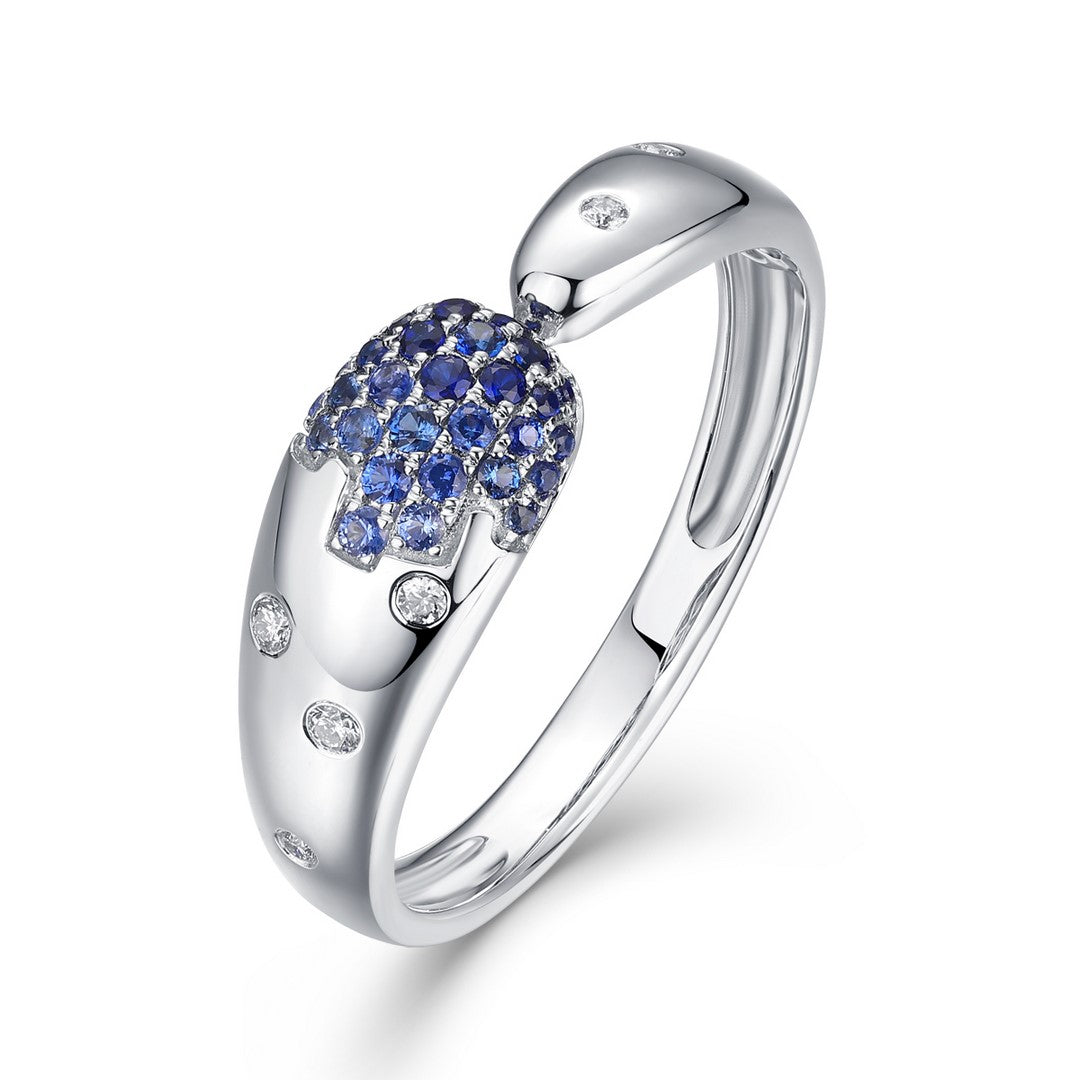 14K White Gold Sapphire Diamond Ring