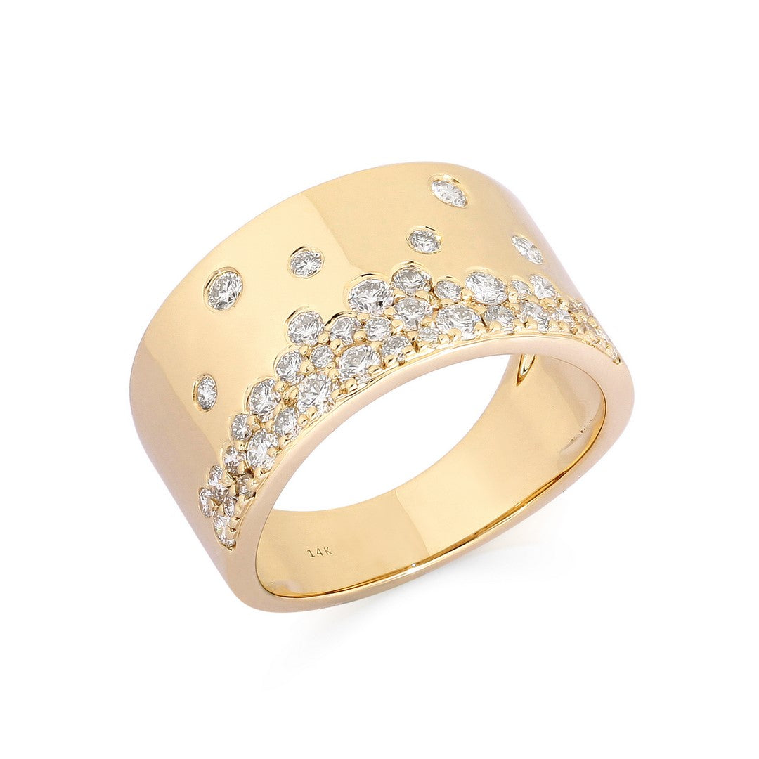 14K Yellow Gold Diamond Engagement Ring - 0.85CT with 49 Full Cut Diamonds