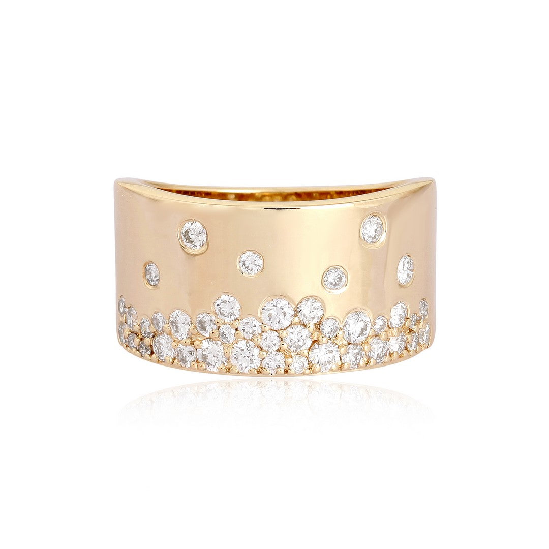 14K Yellow Gold Diamond Engagement Ring - 0.85CT with 49 Full Cut Diamonds