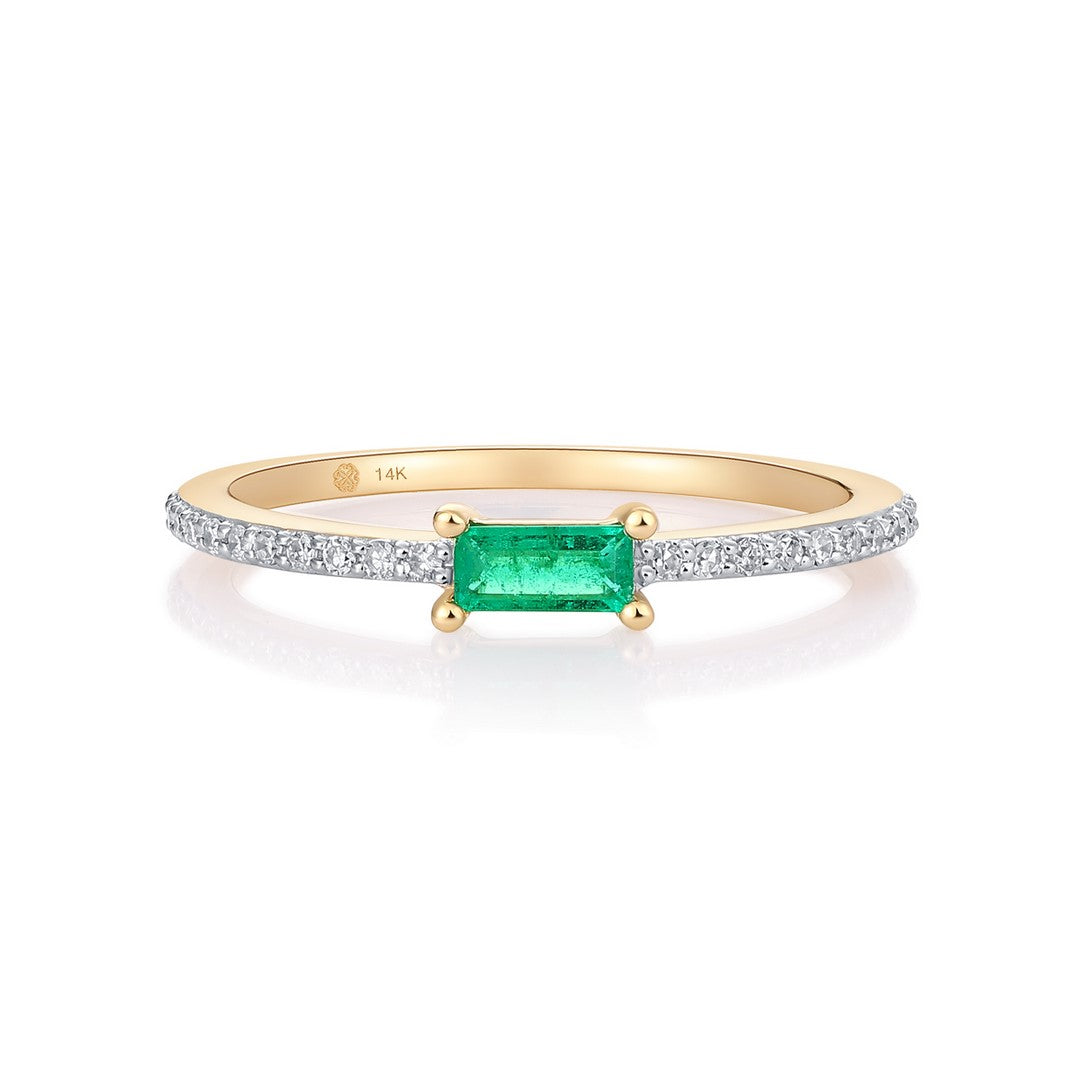 14K Yellow Gold Diamond and Amethyst Ring