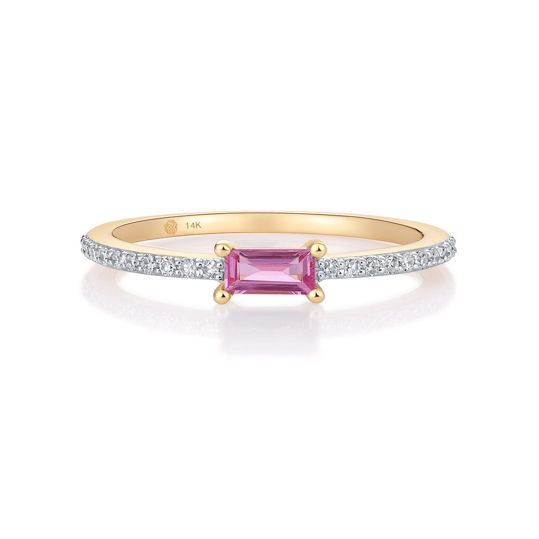14K Yellow Gold Diamond and Amethyst Ring