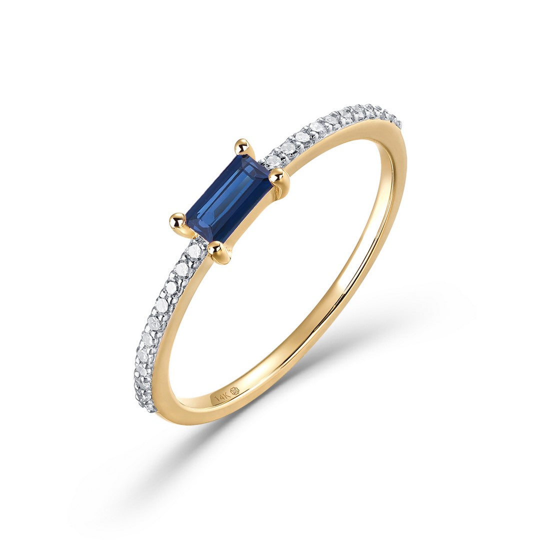 14K Yellow Gold Diamond and Amethyst Ring