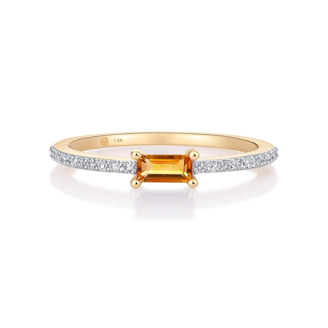 14K Yellow Gold Diamond and Amethyst Ring