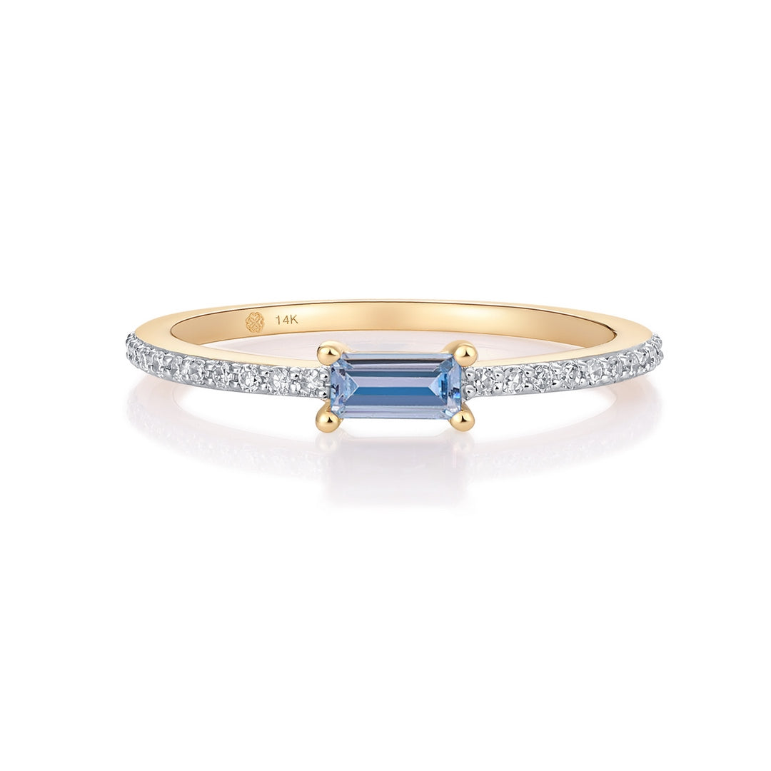 14K Yellow Gold Diamond and Amethyst Ring