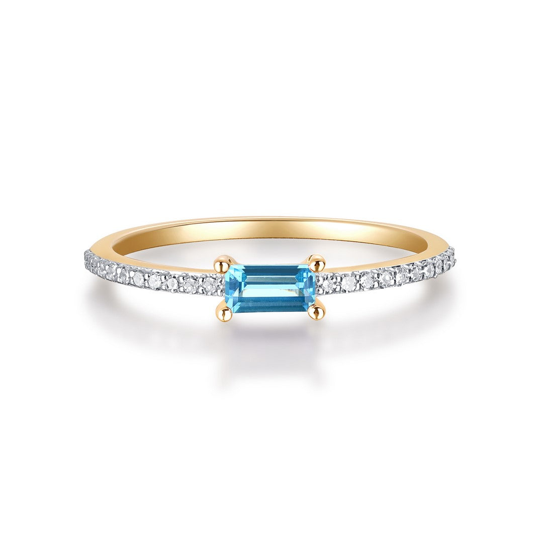14K Yellow Gold Diamond and Amethyst Ring