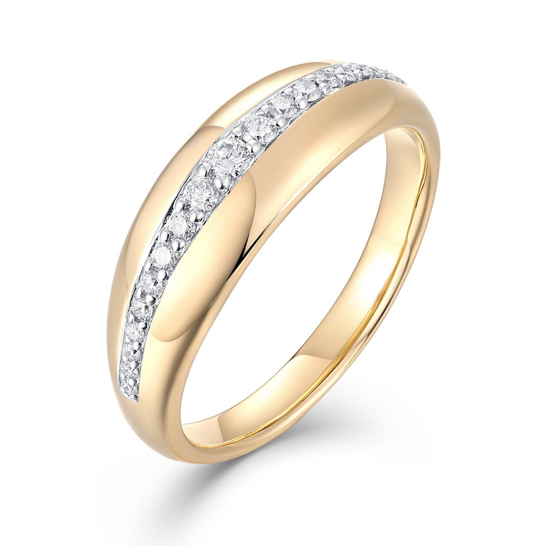 14K Yellow Gold Diamond Dome Ring