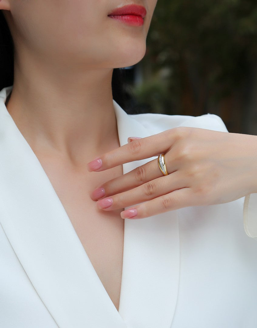 14K Yellow Gold Diamond Dome Ring