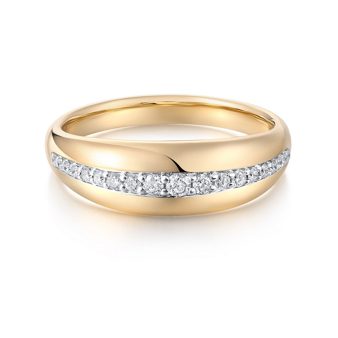 14K Yellow Gold Diamond Dome Ring