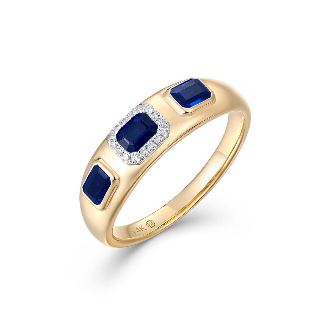 14K Yellow Gold Emerald Diamond Ring