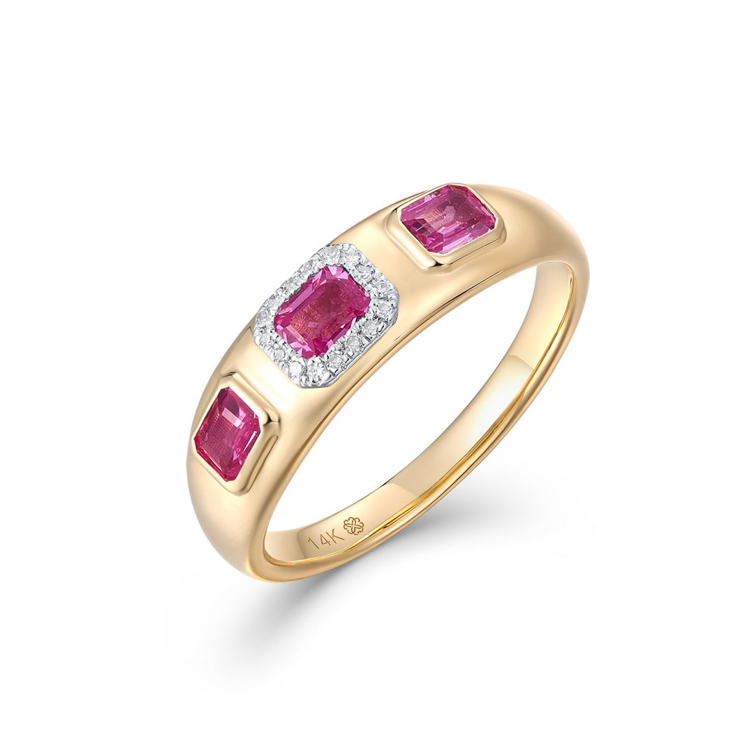 14K Yellow Gold Emerald Diamond Ring