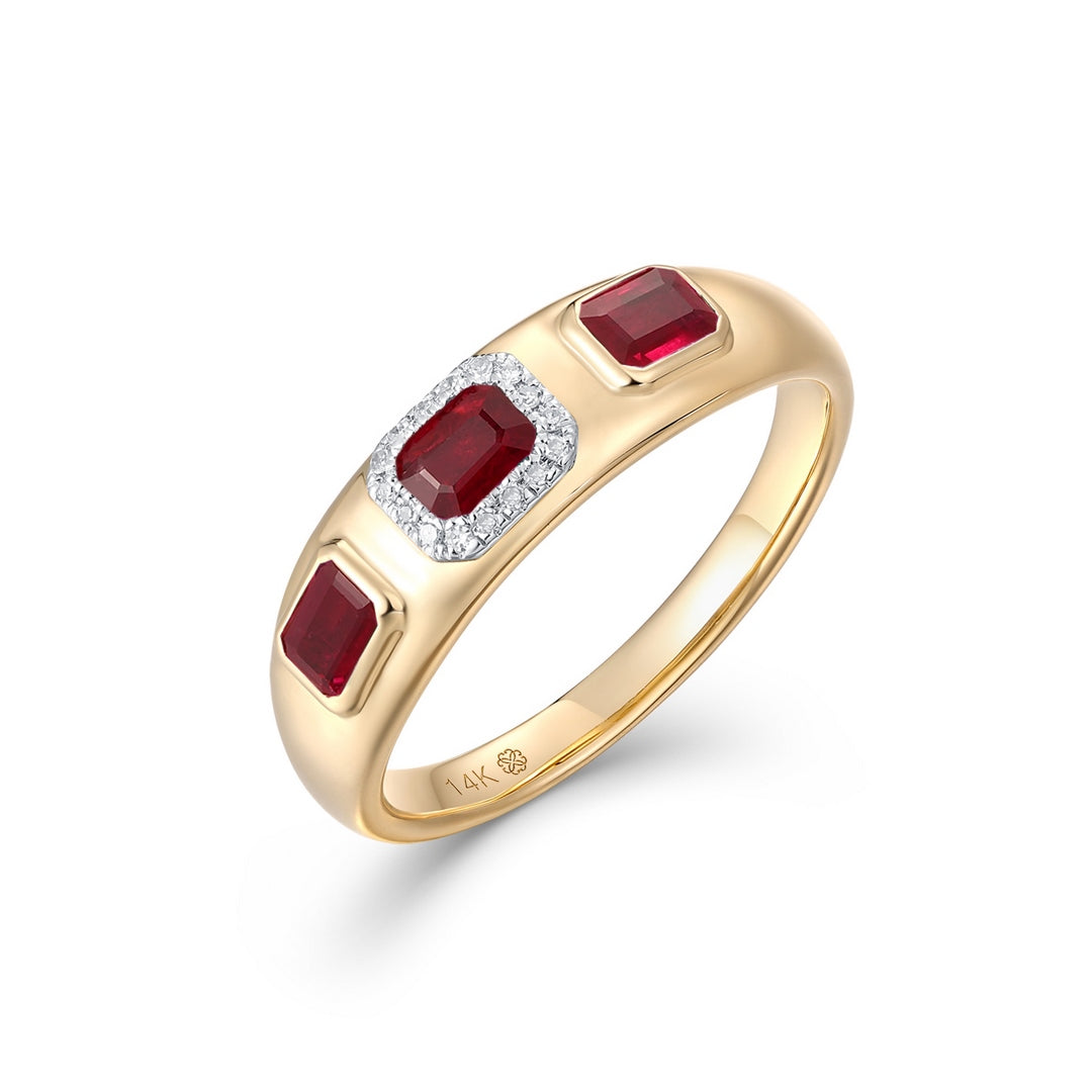 14K Yellow Gold Emerald Diamond Ring