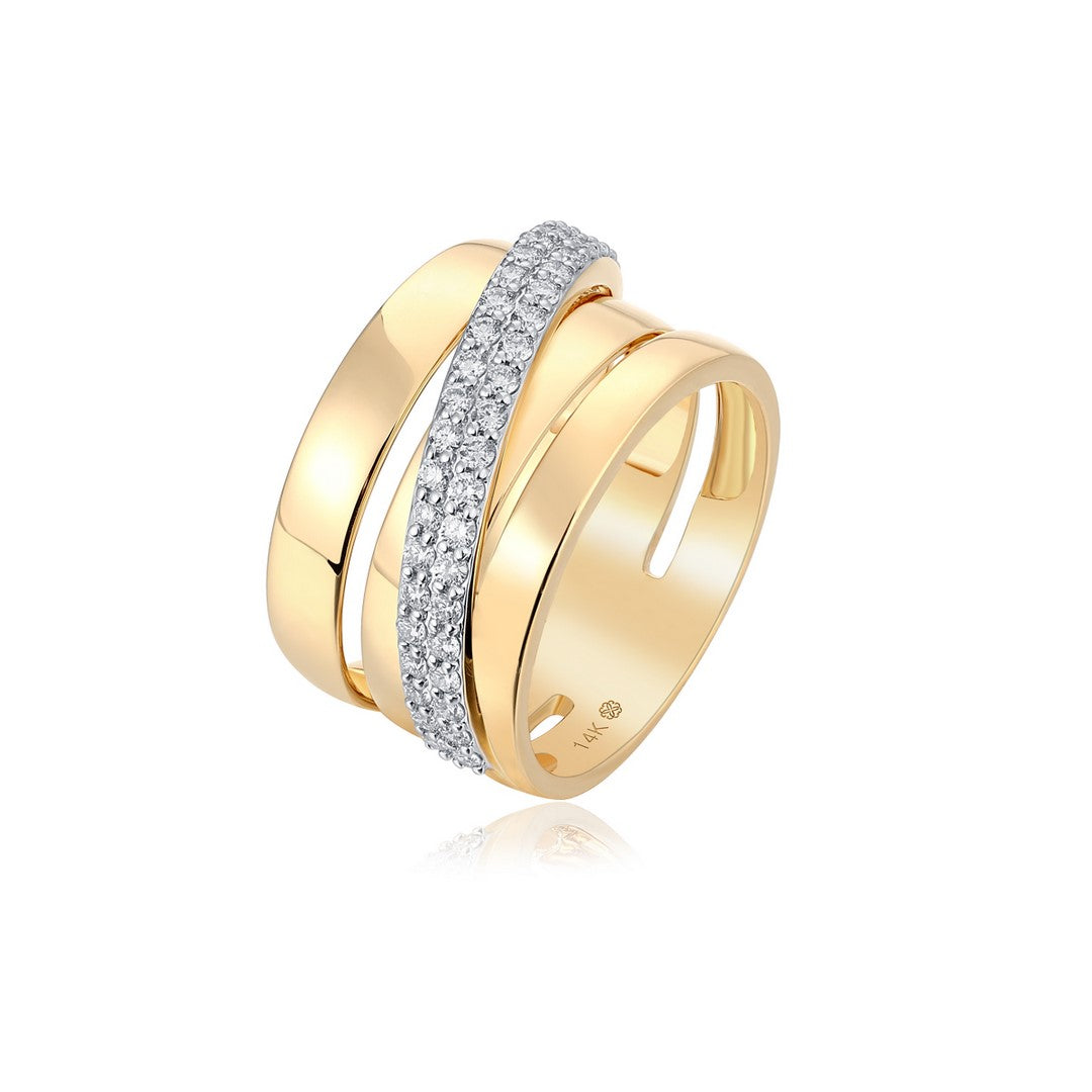 14K Gold 46-Stone Diamond Cluster Ring (0.55CT)