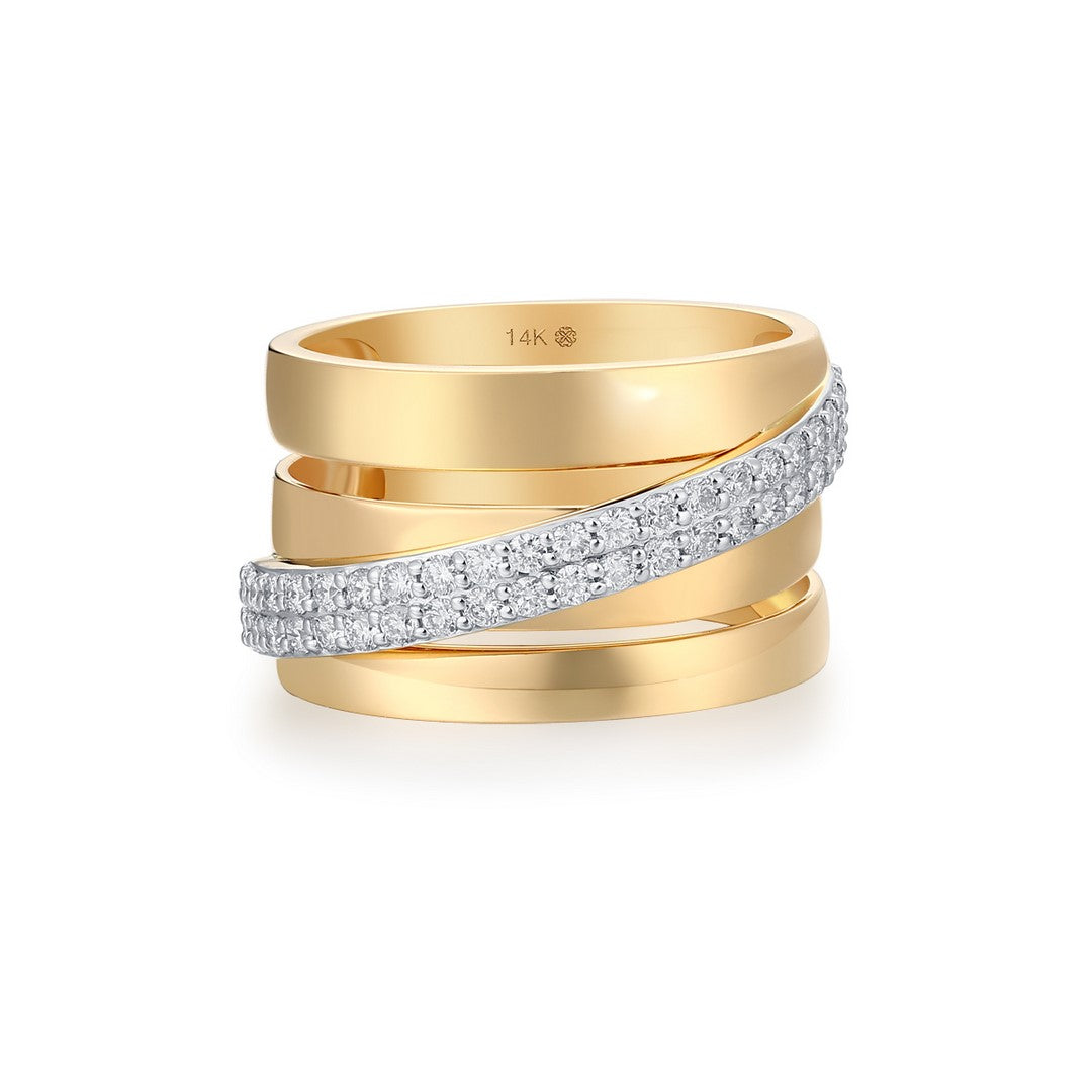 14K Gold 46-Stone Diamond Cluster Ring (0.55CT)