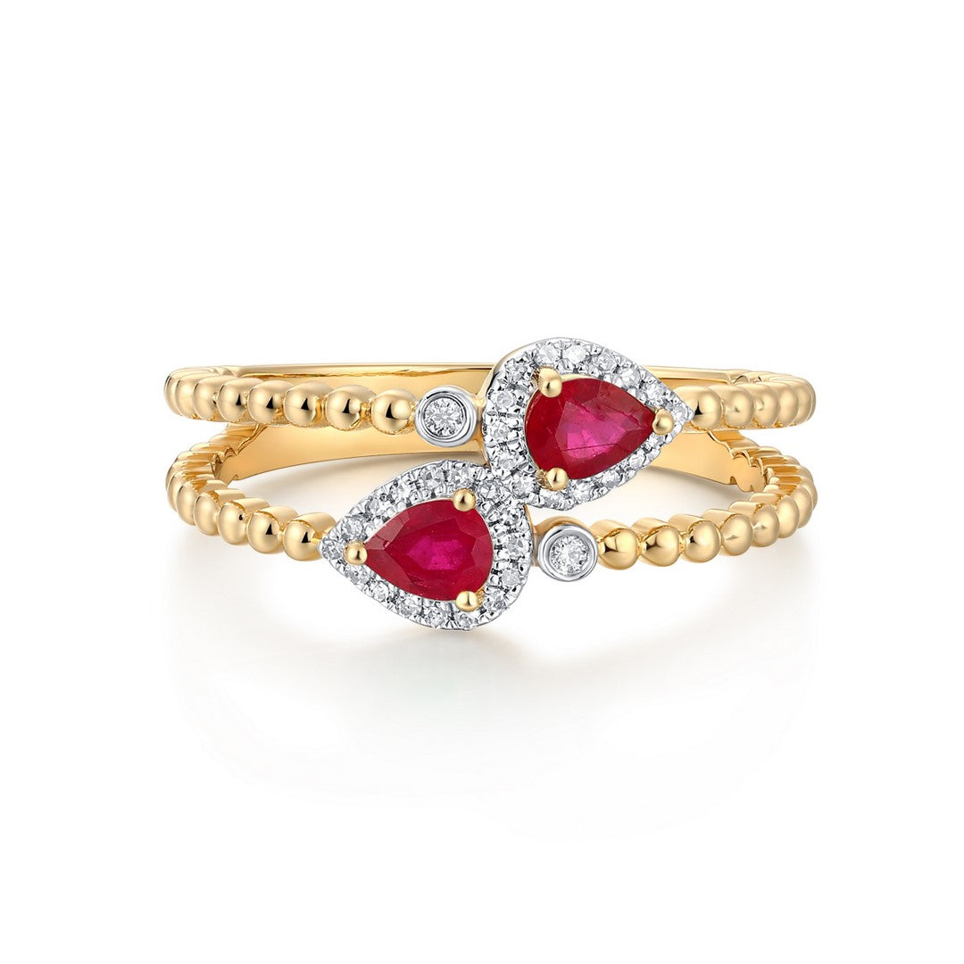 14K Yellow Gold Emerald & Diamond Ring