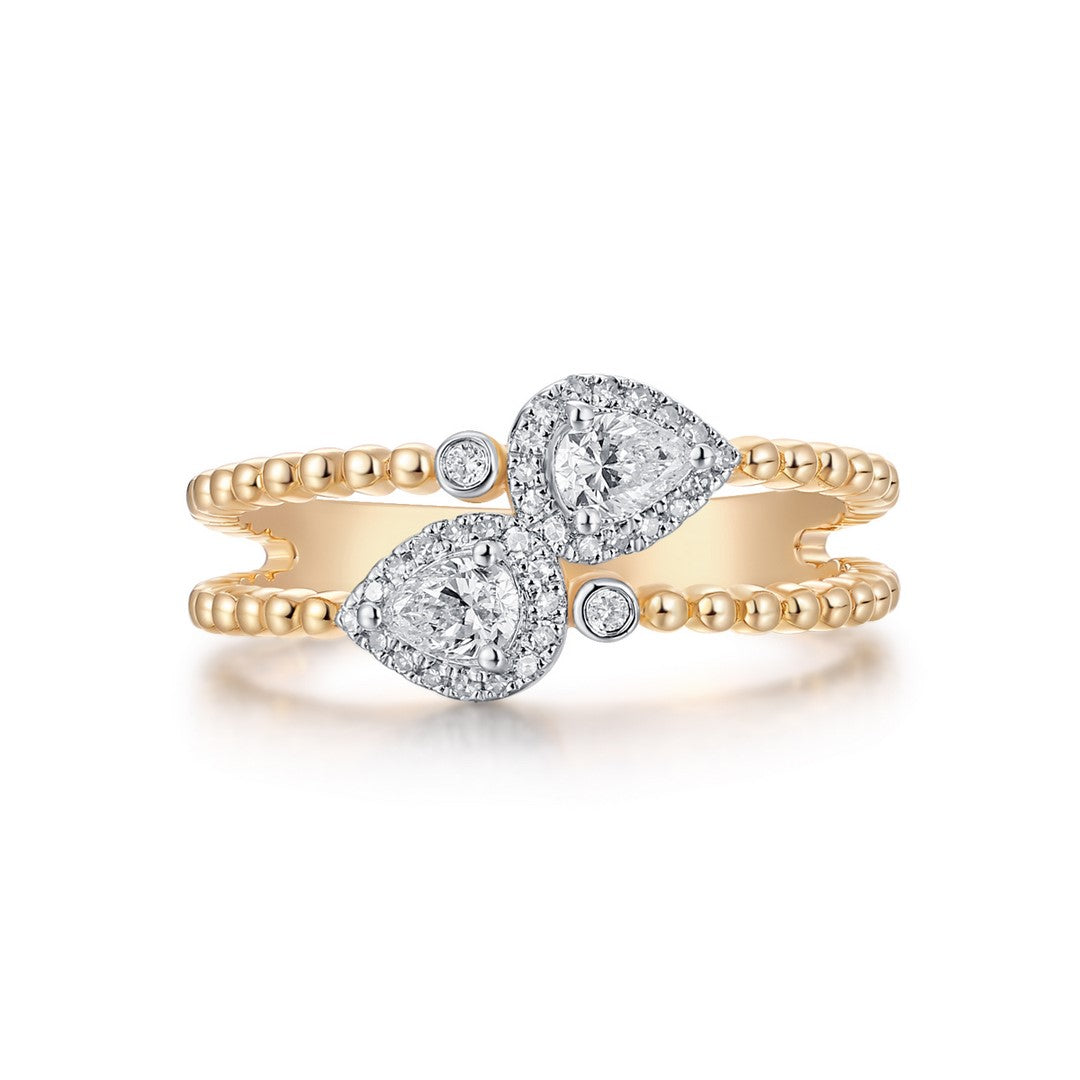 14K Yellow Gold Emerald & Diamond Ring