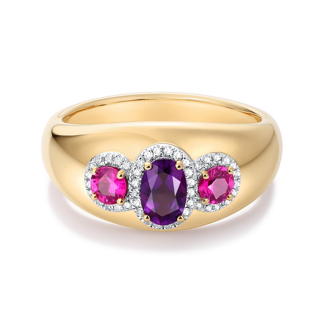 14K Yellow Gold Amethyst Pink Sapphire Band (2.00CT)