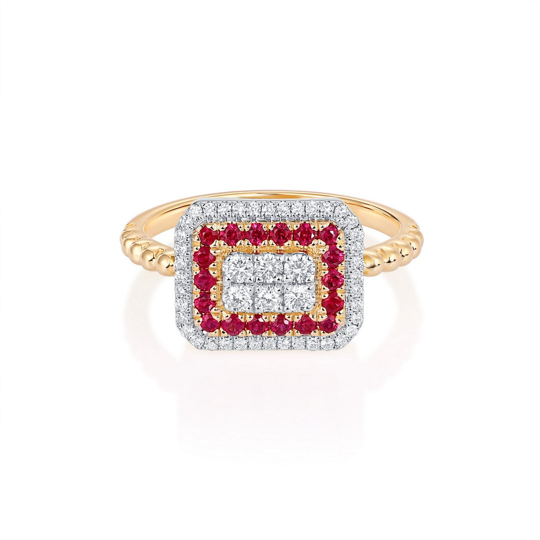 14K Yellow Gold Ruby Diamond Band (0.35CT Ruby, 0.35CT Diamond)